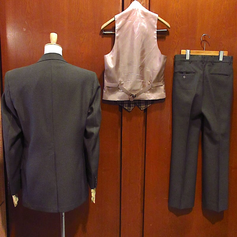 ビンテージ70's○h.i.s 2Bスーツスリーピース茶○230914c1-m-suit 19