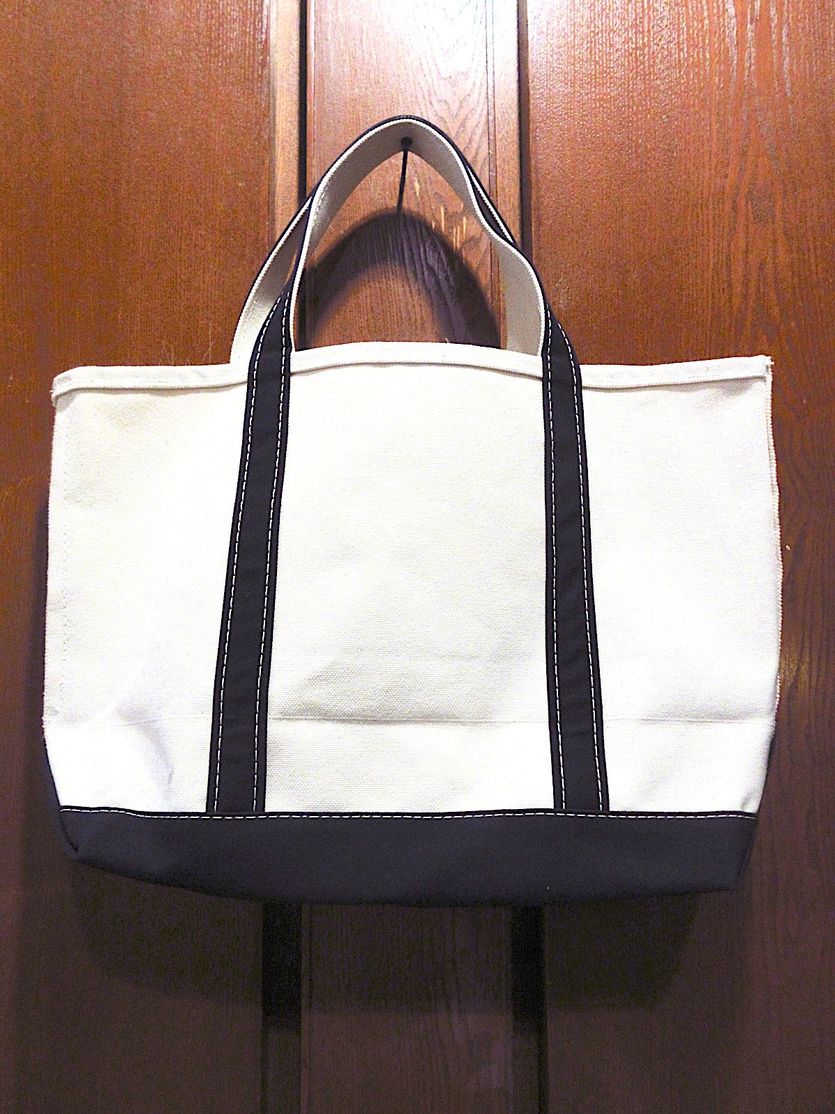 DEADSTOCK L.L.Bean刺繍入りキャンバストートバッグ黒×生成り○260117m4