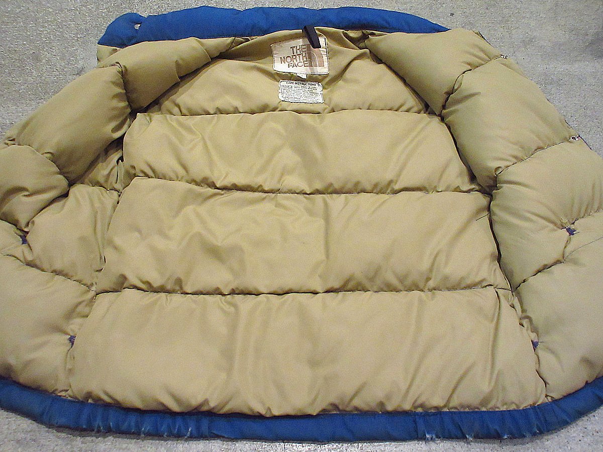 ビンテージ80's○THE NORTH FACE茶タグダウンベスト青size S