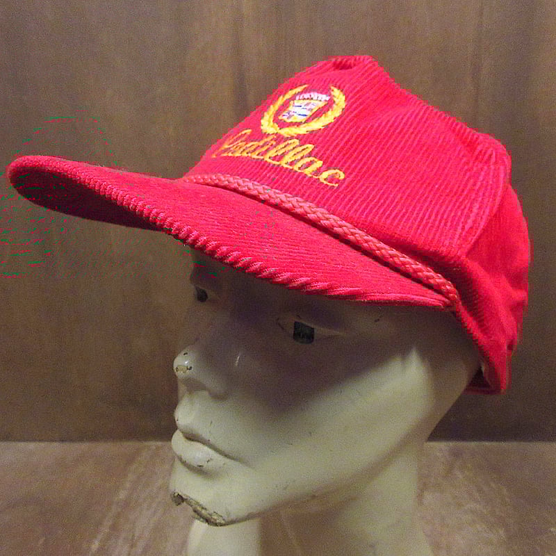 ビンテージ80's○CADILLACコーデュロイ6パネルキャップ赤○240415j4-m