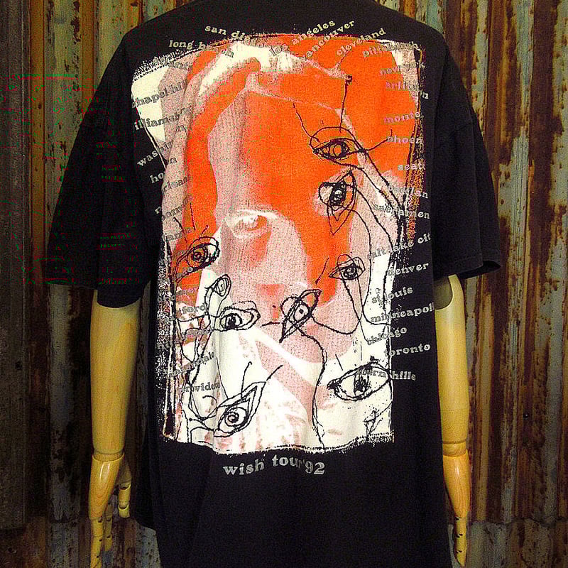 ビンテージ90's○The Cure Wish Tour両面プリントTシャツ黒○230714k