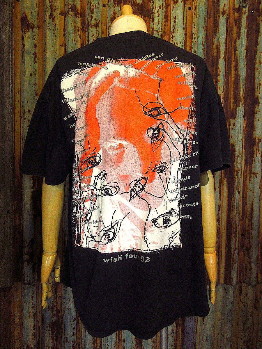 ビンテージ90's○The Cure Wish Tour両面プリントTシャツ黒 ビンテージ90's○The Cure Wish Tour両面プリントTシャツ黒
