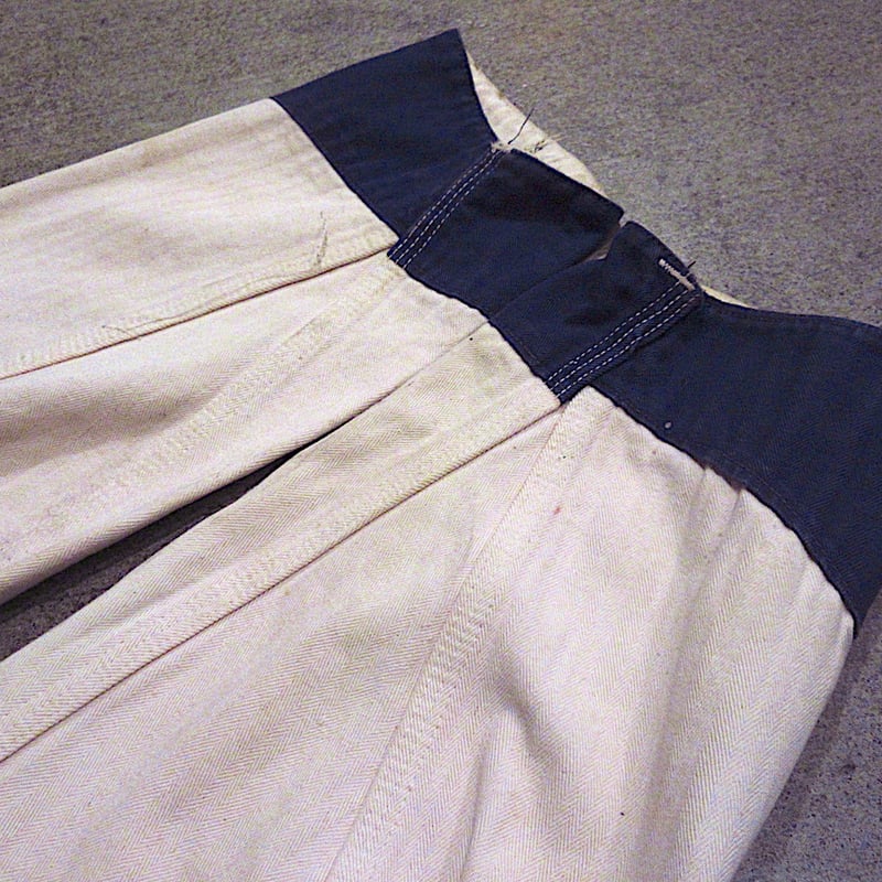 ビンテージ40's50's○Stone Cutterヘリンボーンショップコート白×青