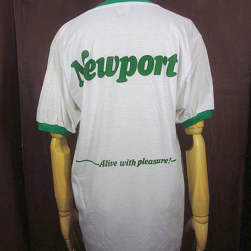 ビンテージ80's○DEADSTOCK NewportプリントリンガーTシャツsize