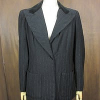 ビンテージ60’s70’s●McNAMARAレディースストライプ1Bテーラードジャケット黒●250219j7-w-jk-tl古着1960s1970s