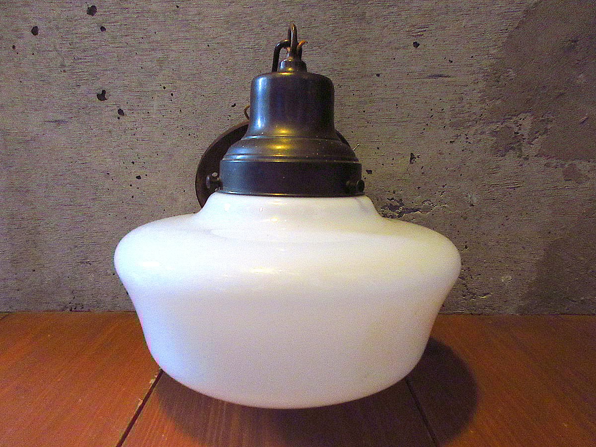 ビンテージ-40's○ミルクガラスシェードペンダントランプ○250529k7