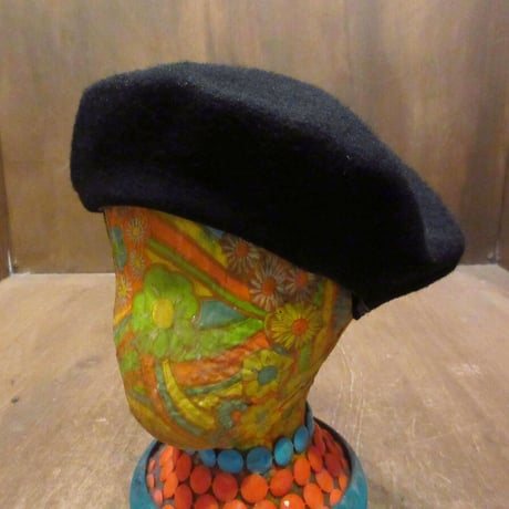 ビンテージ●レディースウールベレー帽黒●211020k4-w-cp-ber古着ハット女性用帽子ブラックUSA製