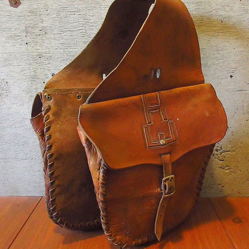 ビンテージ○レザーサドルバッグ茶○240904j8-bag-otサイド