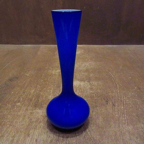 ビンテージ●ガラスフラワーベース青●230130k2-obj花瓶雑貨インテリア小物ディスプレイ一輪挿し