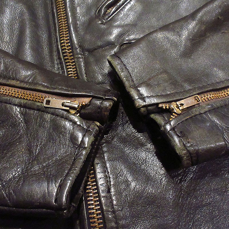 ビンテージ70's○レザーダブルライダースジャケット黒size 46 ビンテージ70's○レザーダブルライダースジャケット黒size 46