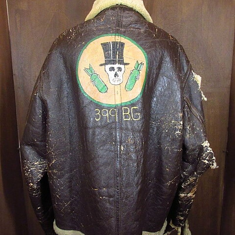ビンテージ40's○USAAF D-1ハンドペイントグランドクルージャケットL