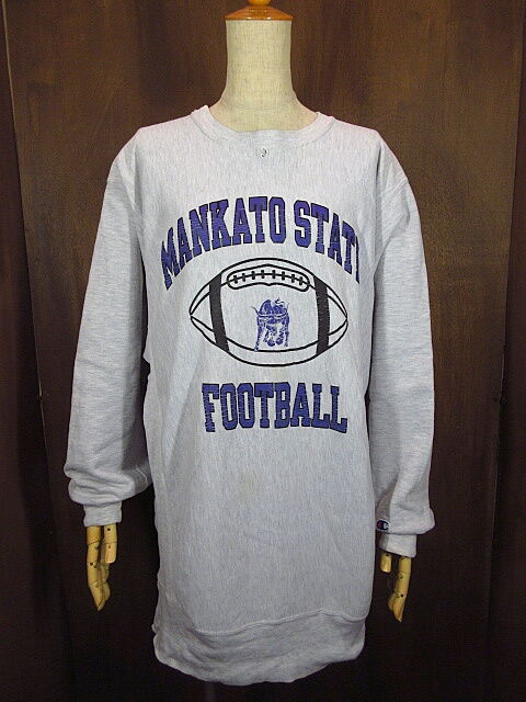 ビンテージ○Champion MANKATO STATE FOOTBALLリバースウィーブスウ