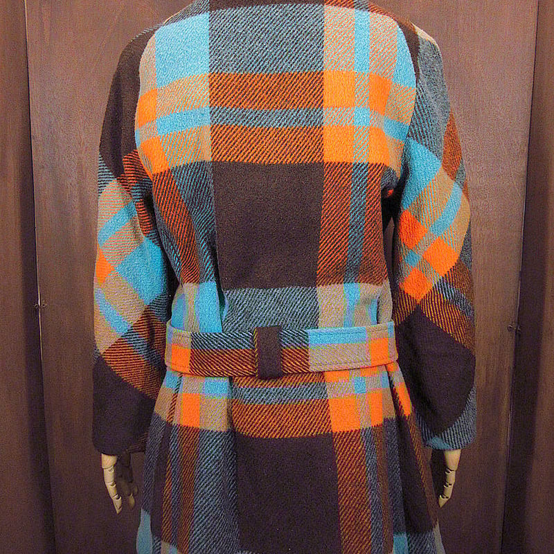 ビンテージ60's70's○Sharpeesレディースチェックウールコート