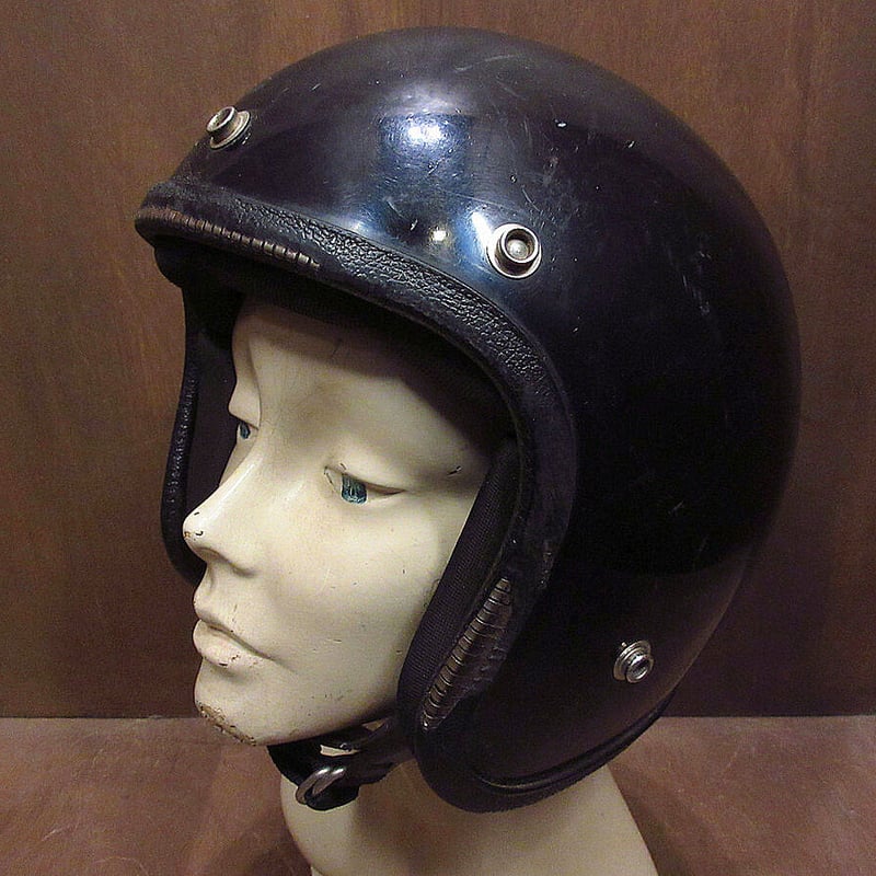 ビンテージ70's○ジェットヘルメット黒size S○230621j1-hlmtバイク1970