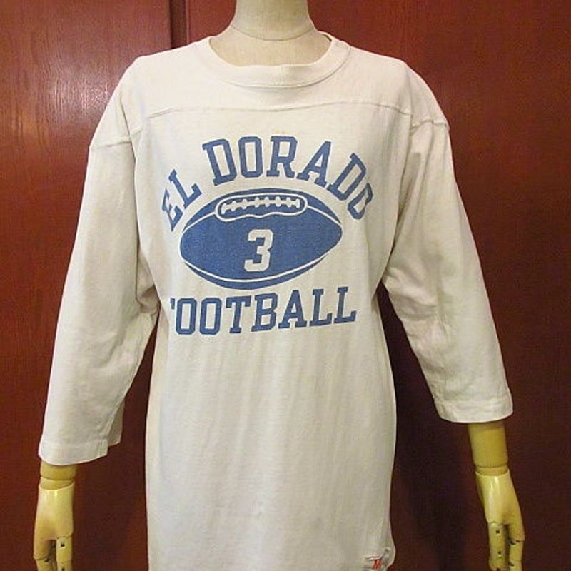 ビンテージ70's○ChampionタタキタグフットボールシャツsizeM