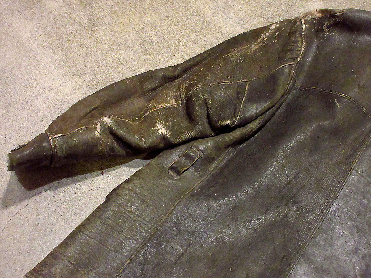 ビンテージ30's40's○レザーバーンストーマーコート黒○210330f1-m-ct