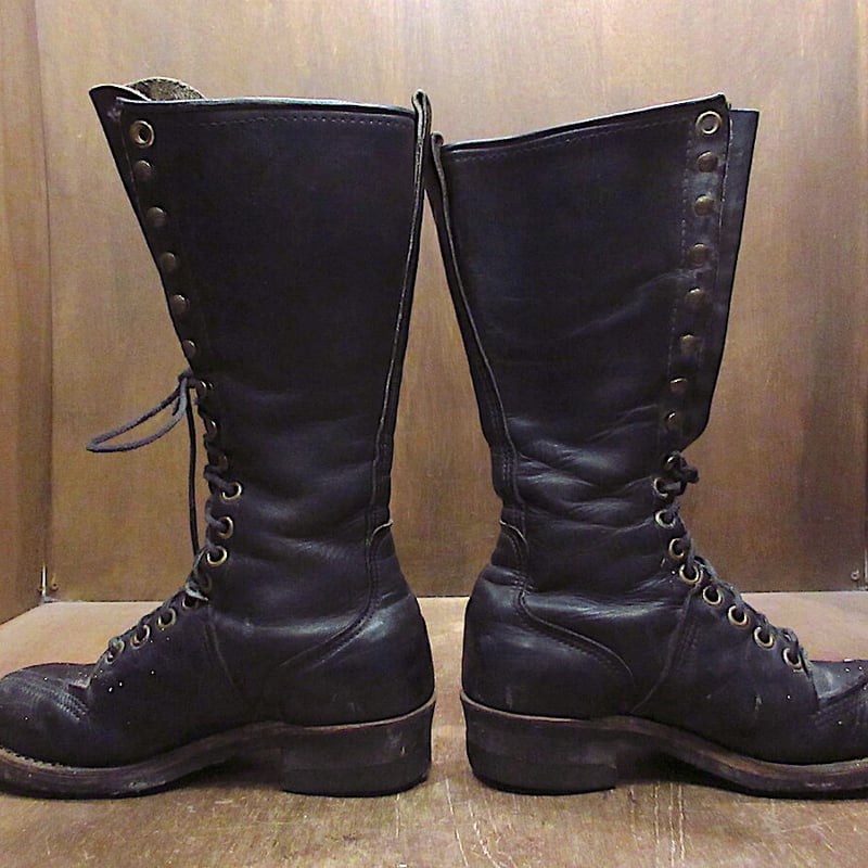 レザー製　ロングワークブーツ ロガーブーツ　ヴィンテージ ビンテージ-70's○ロガーブーツsize 8E？○221206k7-m-bt-26cm -1