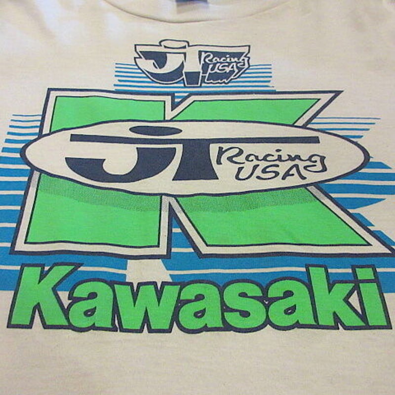 ビンテージ80's○Kawasaki JT Racingモトクロス長袖TシャツsizeL○20...