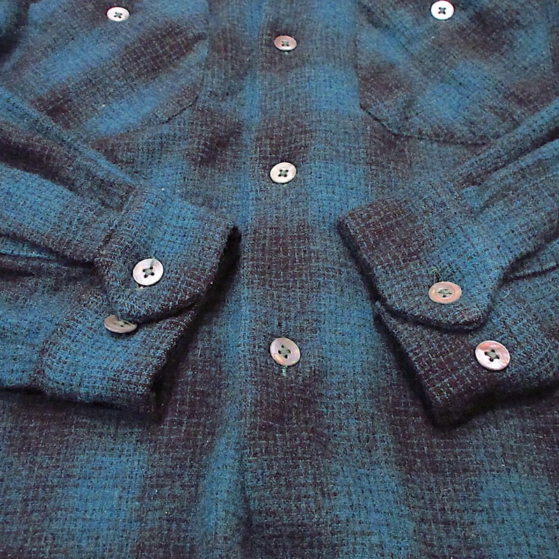 ビンテージ50's○PILGRIMシャドーチェックウールループカラーシャツ