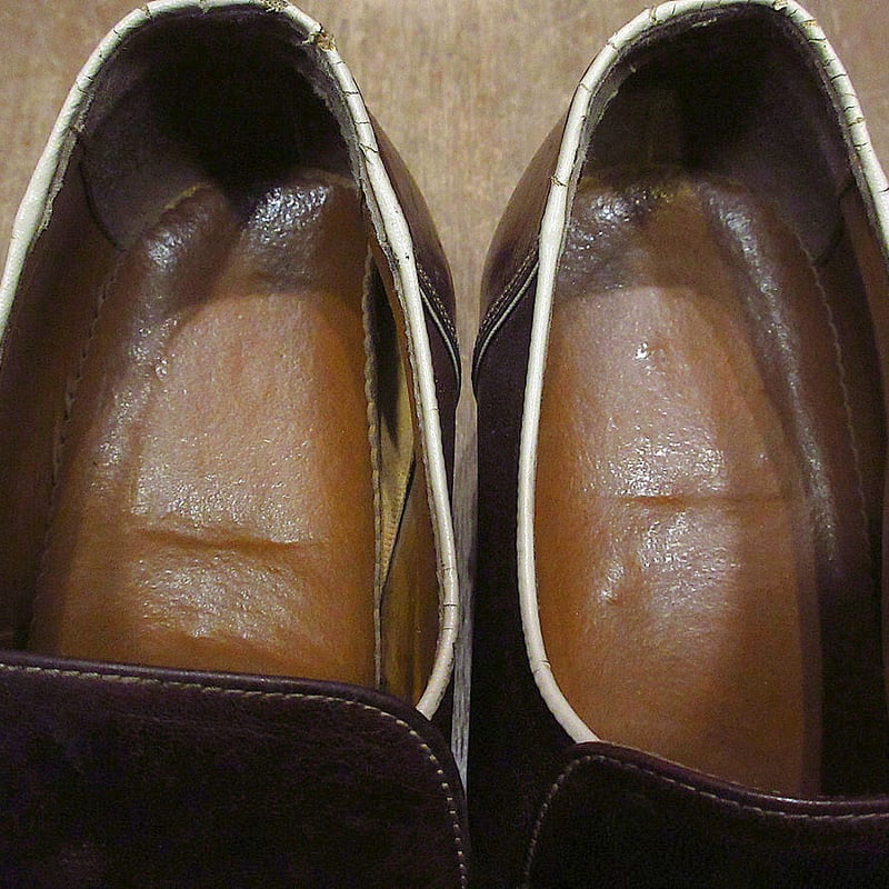 ビンテージ70's○MADE IN SPAINヒールローファー茶size 9 1/2○2212