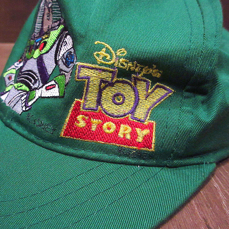 ビンテージ90's○TOY STORYボーイズ刺繍スナップバックキャップ緑