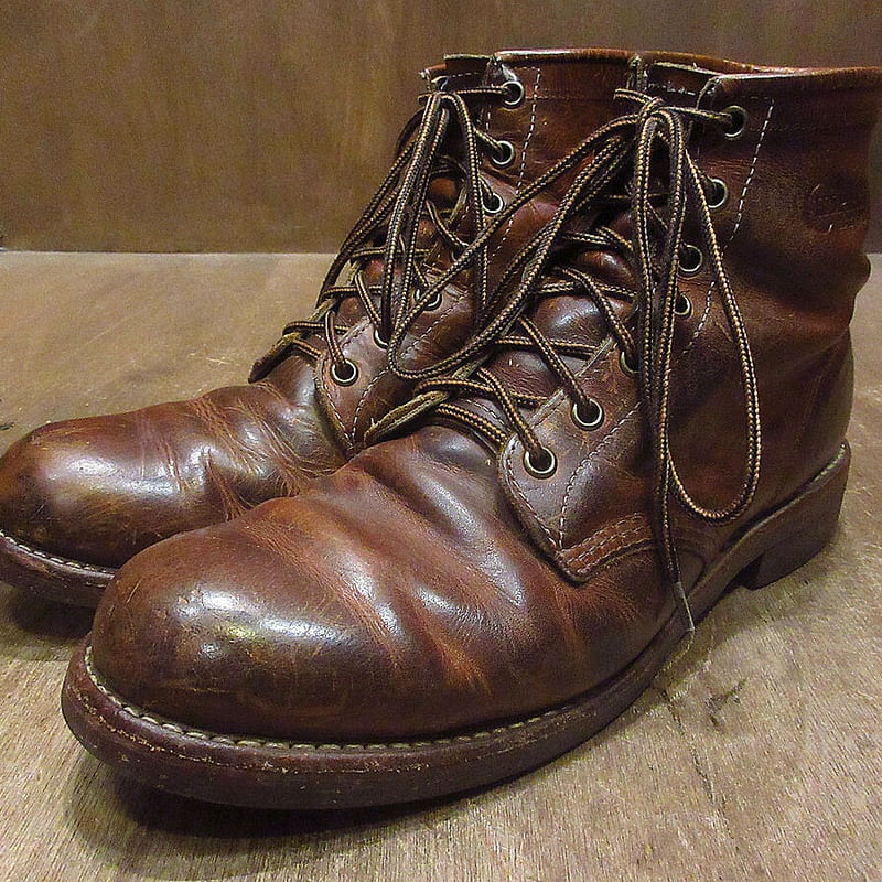ビンテージ80's○CHIPPEWAプレーントゥワークブーツ茶size 9.5D ビンテージ80's○CHIPPEWAプレーントゥワークブーツ茶size 9.5D