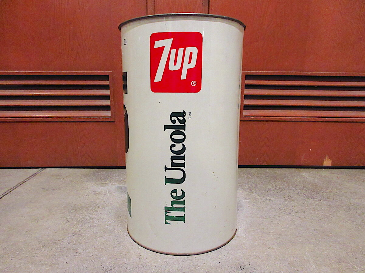 ビンテージ70's○7UPトラッシュ缶○211025r9-otclctゴミ箱インテリア