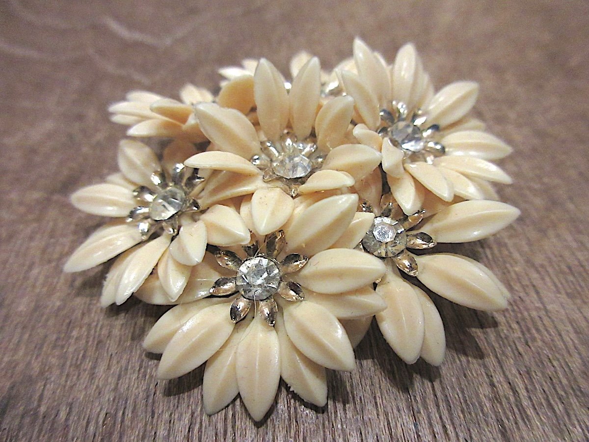 ビンテージ60's70's○フラワーブローチ○251124z8-brc花レトロ