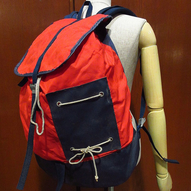 ビンテージ○MILLETツートンナイロンバックパック赤×紺○230305i3-bag
