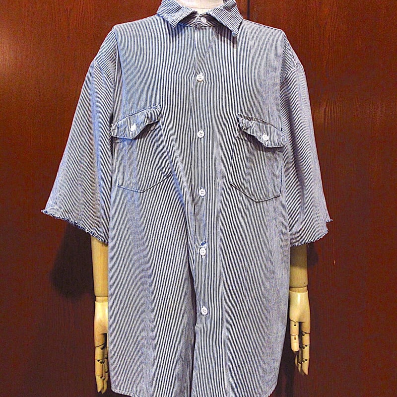ビンテージ70's○Leeヒッコリーストライプ半袖シャツsize 17-17 1/2