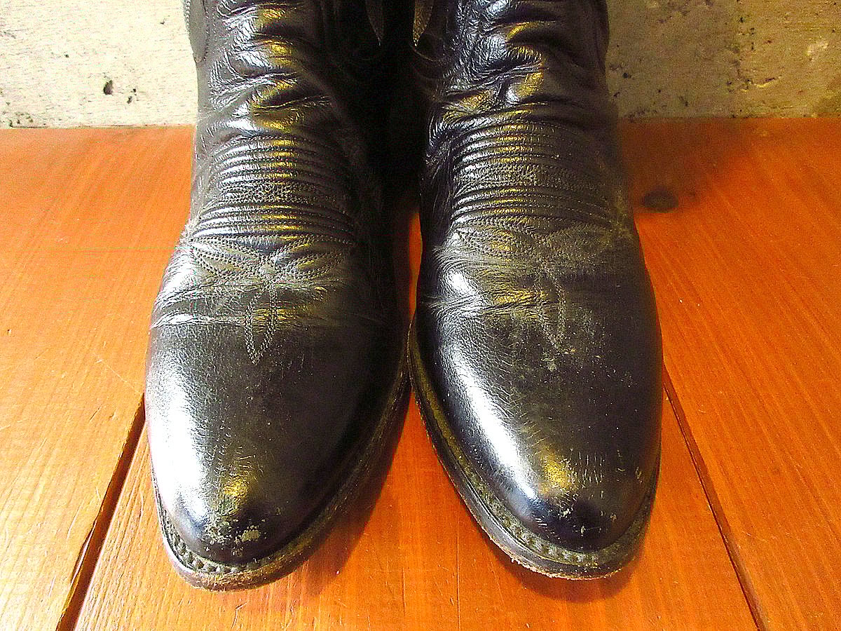 ビンテージ○DAN POSTレザーウエスタンブーツ黒size 9 1/2 ビンテージ○DAN POSTレザーウエスタンブーツ黒size 9 1/2