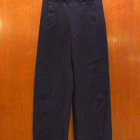 ビンテージ50's○ボタンフライストライプウールスラックス黒 W80cm