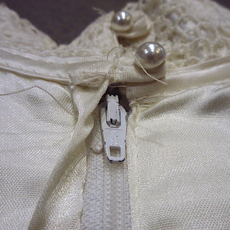 ビンテージ70's○GUNNE SAXスタンドカラーレース×サテンウェディング