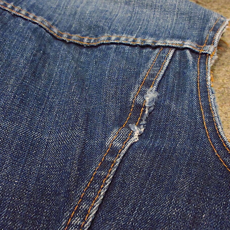 ビンテージ70's○Levi's 70505デニムカットオフベストBIG E