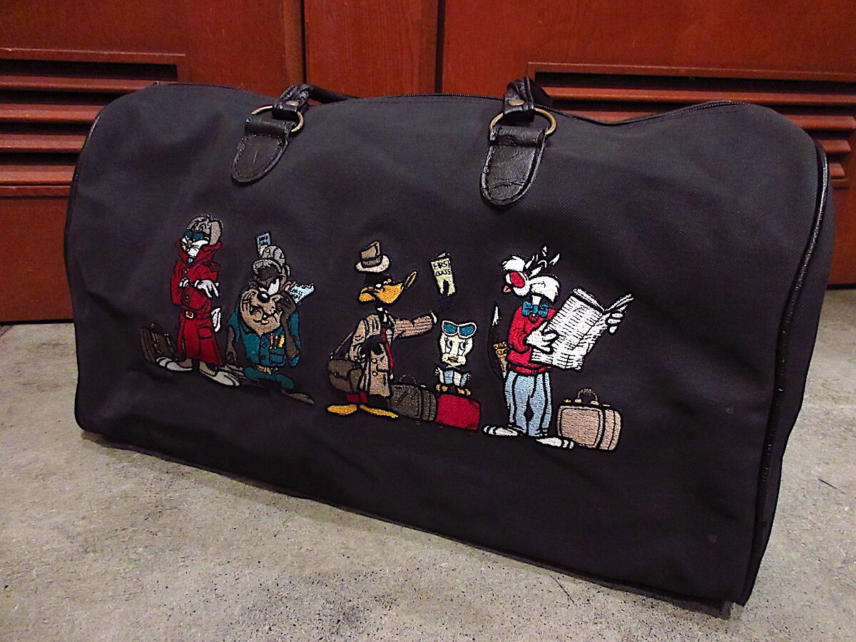 ビンテージ90's○ルーニー・テューンズボストンバッグ黒○230123c4-bag