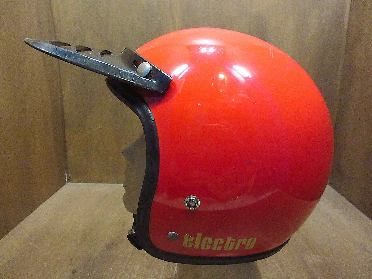 ビンテージ70's○ELECTROバイザー付きジェットヘルメット赤○221025i5