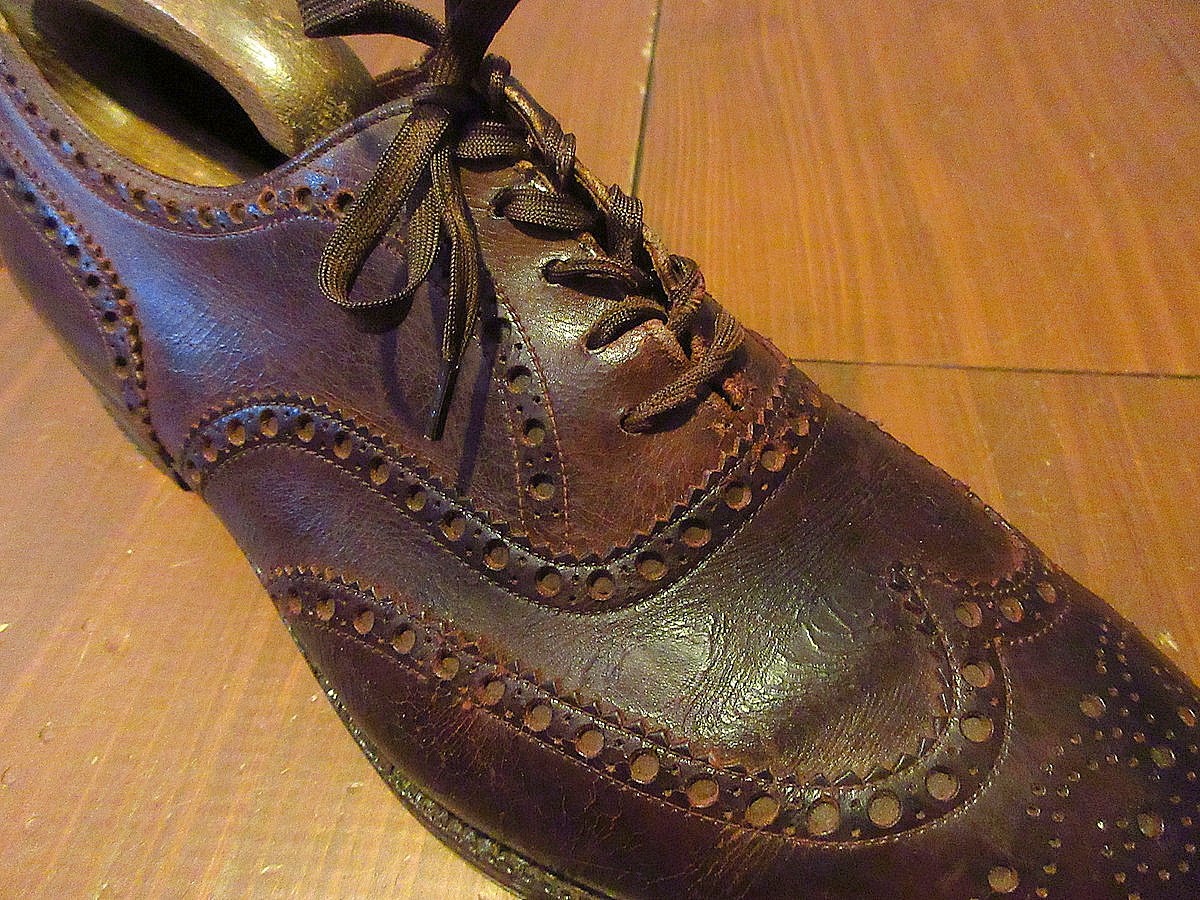 ビンテージ-70's○Church'sウイングチップシューズ赤茶○250414j4-m-dsh