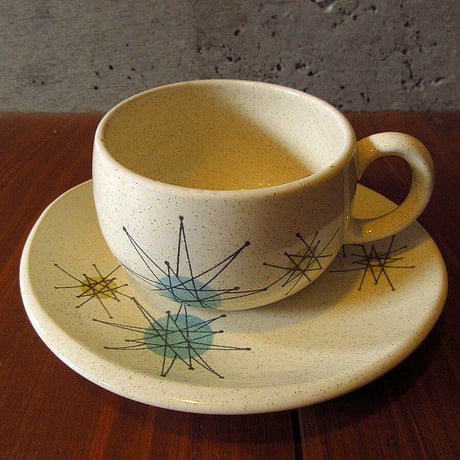 ビンテージ50’s●FRANCISCANスターバーストカップ＆ソーサーB●230705k2-tbwr 1950sテーブルウェアコーヒーカップフランシスカン