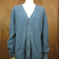 ビンテージ70's●エルボーパッチ付きウールカーディガン青●250211j7-m-cdg古着1970s