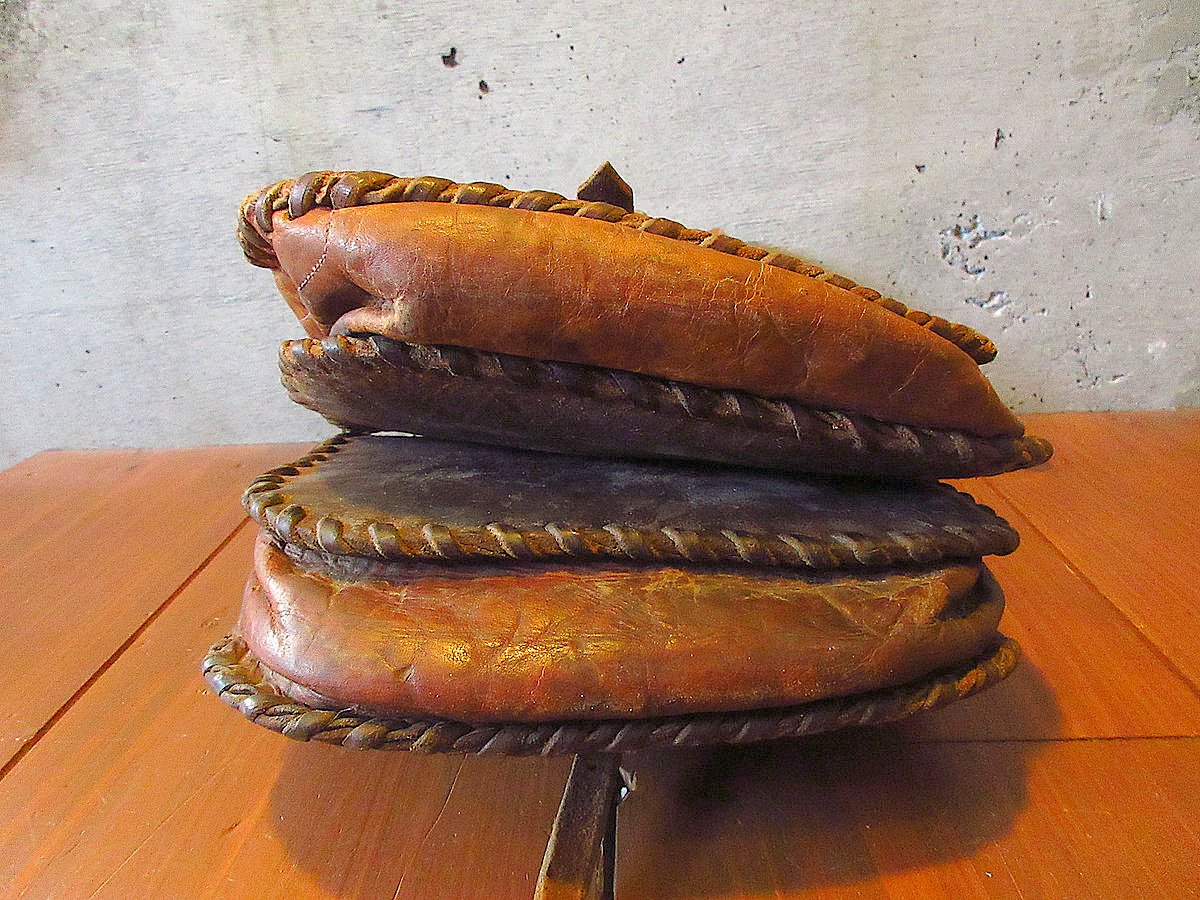 送料込♪デッドストック★早い物勝ち！当時物★新品★ビンテージ レザーサドル★昭和 ビンテージ○レザーサドルバッグ茶○240904j8-bag-otサイド