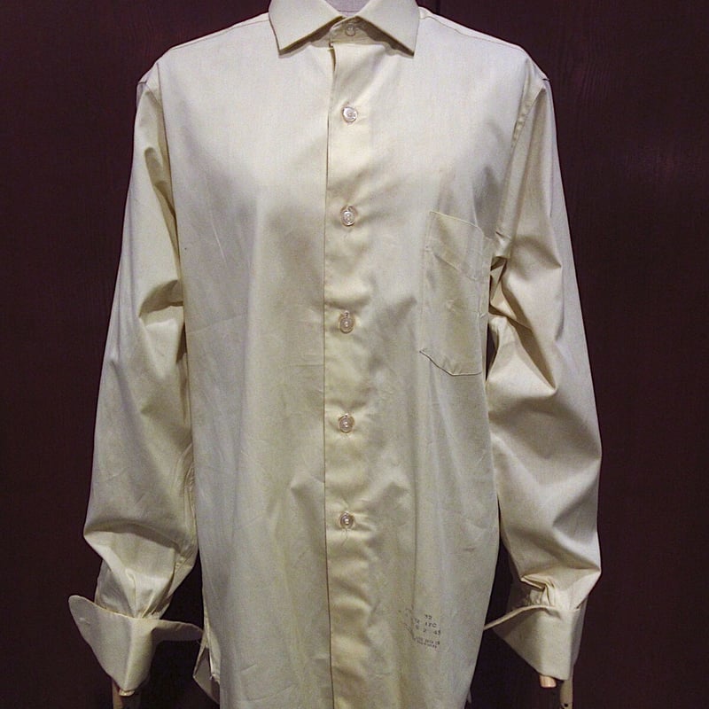 50s 60s Van Heusen ボタンダウン シャツ マチ付き ビンテージ50's○VAN HEUSENマチ付きコットンドレスシャツ黄size 14 1