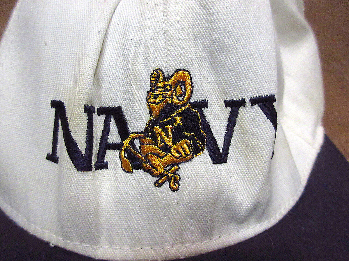 ビンテージ80's90's○University Square NAVY刺繍入りキャップ白 ビンテージ80's90's○University Square NAVY刺繍入りキャップ白