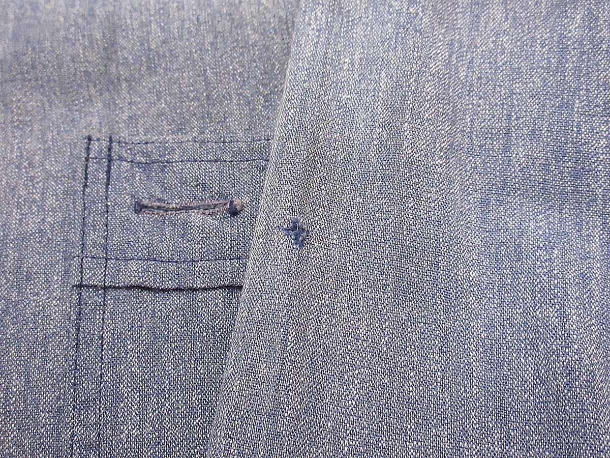 ビンテージ40's○BIG MACマチ付きシャンブレーシャツsize 17○240314i2-