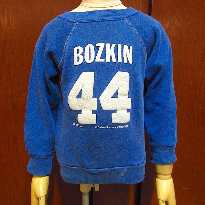 ビンテージ70's80's○BOZKIN 44キッズ裏起毛ラグランスウェット青