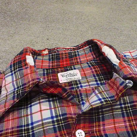 ビンテージ60's●TOOKEチェックループカラーシャツsize M●221007r5-m-lssh-lp古着トップス長袖シャツ開襟シャツ1960s