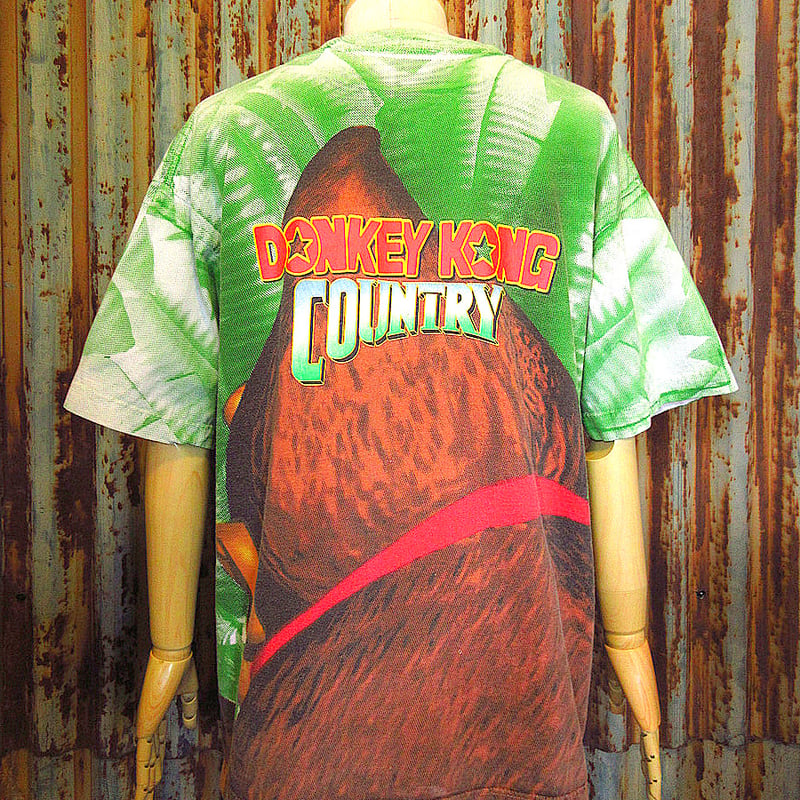 90's USA製 Nintendo Donkey Kong Tシャツ ゲーム ビンテージ90's○Nintendo DONKEY KONGオールオーバープリントTシャツ