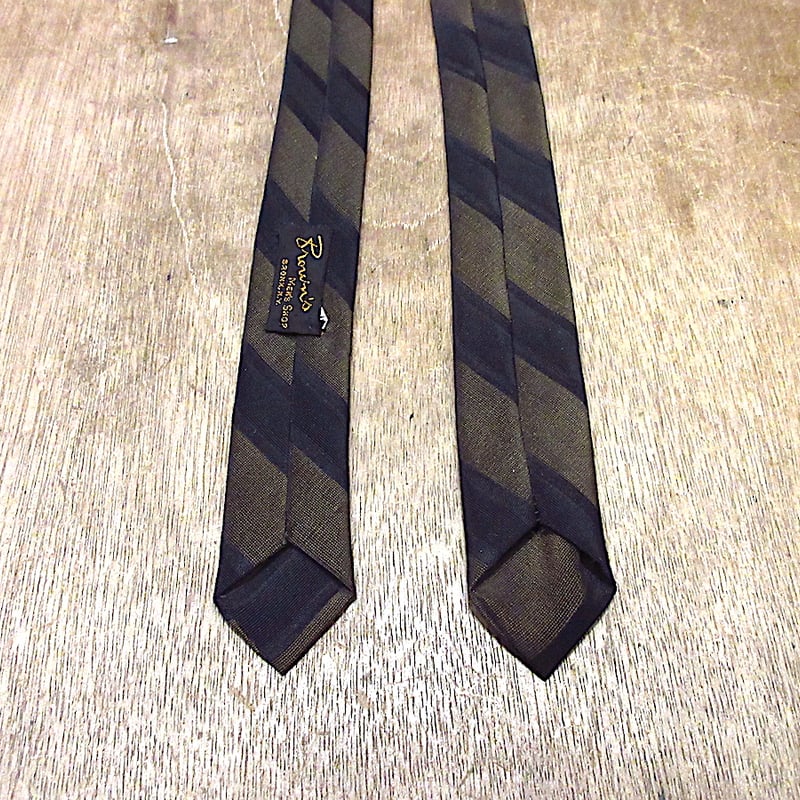 ビンテージ60's70's○Brown'sストライプナローネクタイ紺×茶 ビンテージ60's70's○Brown'sストライプナローネクタイ紺×茶