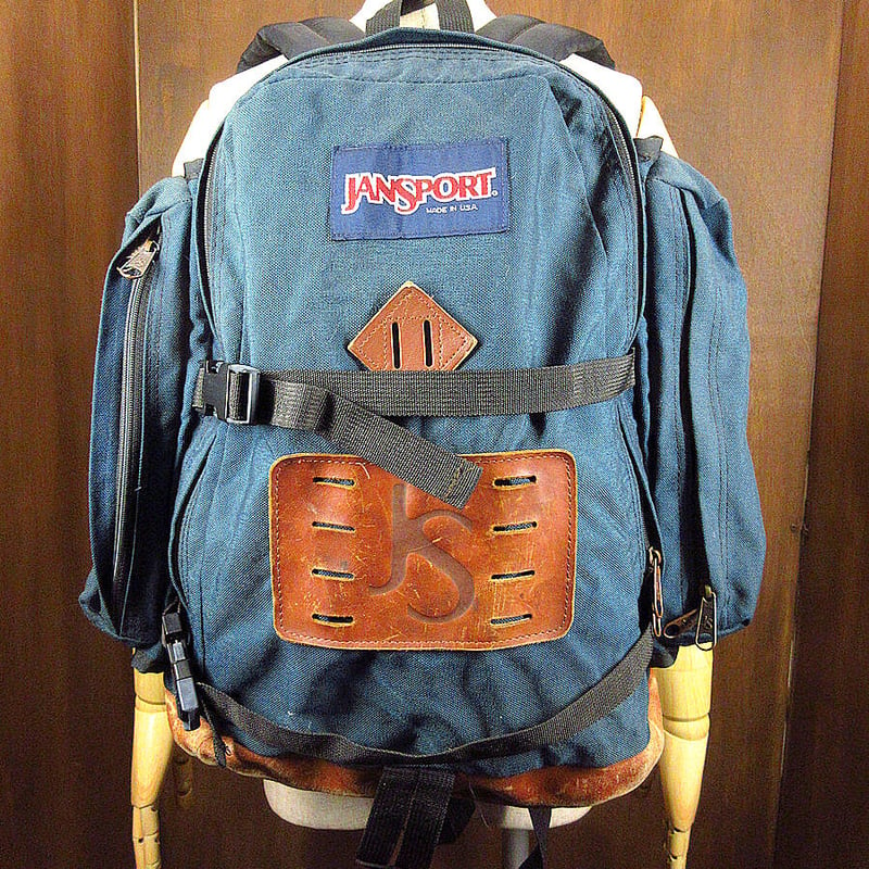 ビンテージ90's○JANSPORTボトムレザーバックパック緑○220119k1-bag-bp...