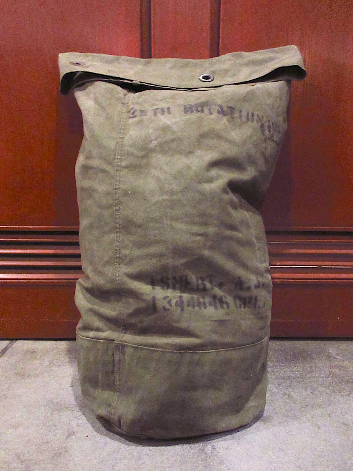 50s 米軍 キャンバス ダッフル バッグ ビンテージ ミリタリー ステンシル ビンテージ40's○ミリタリーステンシル入りキャンバスダッフル