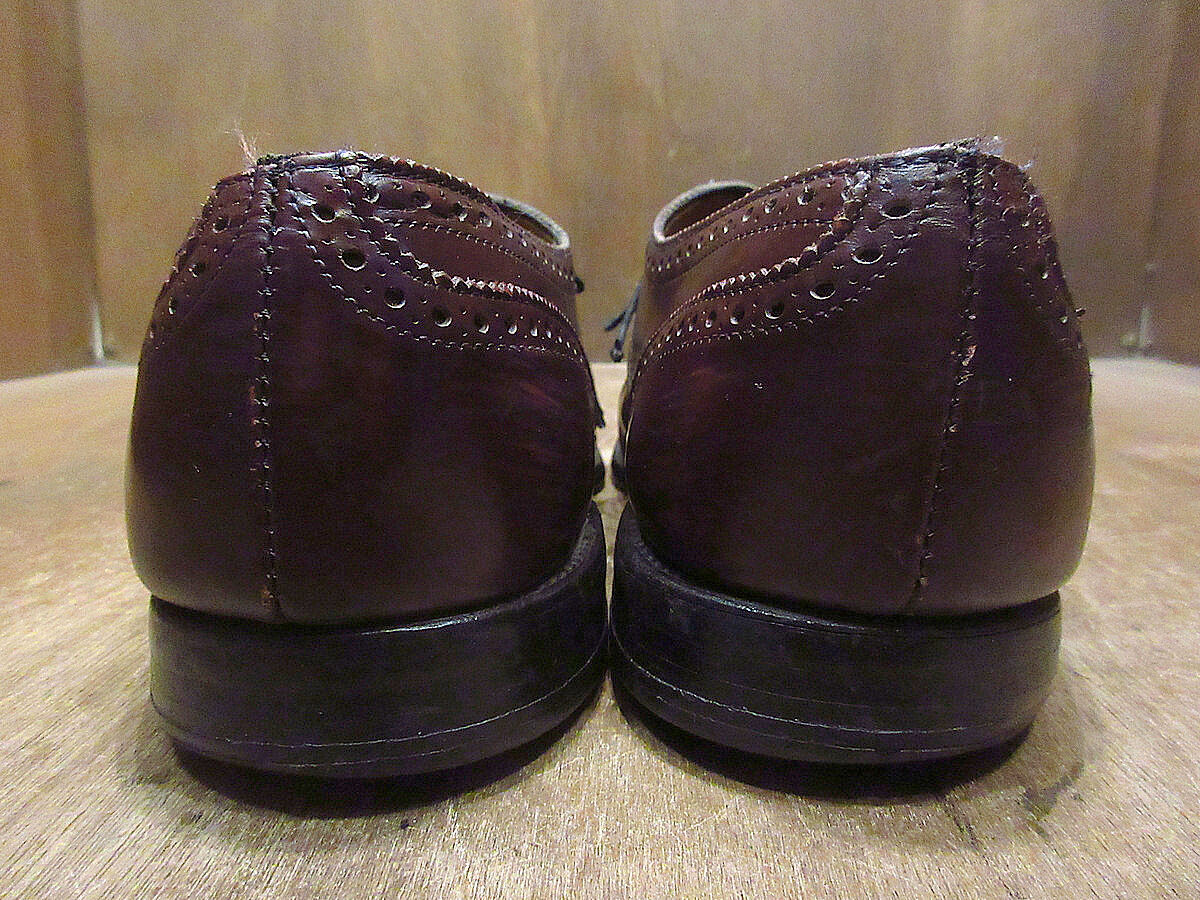 ビンテージ○Allen Edmondsキャップトゥブローグシューズバーガンディ